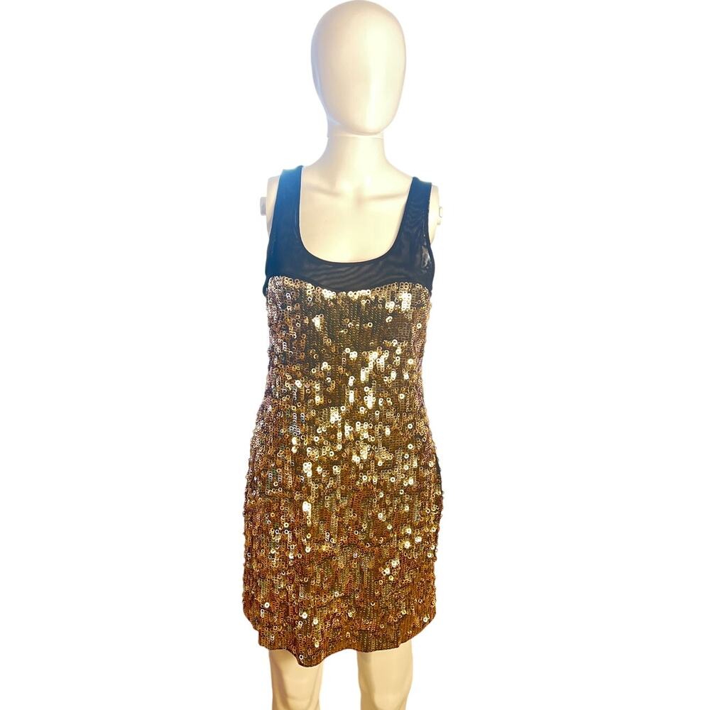 Express Sequin Mini Dress Women’s Small Gold Black Party Cocktail Dress
